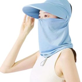 Women's UPF 50+ UV Sun Protection Waterproof Breathable Face Neck Flap Cover Folding Sun Hat (Color: Blue)