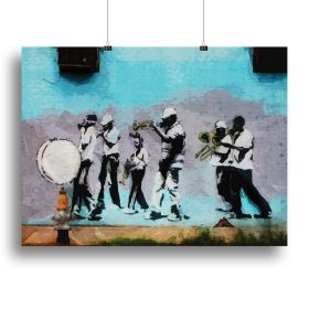 Banksy Gas Mask Marching Band Canvas Print or Poster (Type: Poster Print, size: 24" x 16" / 60cm x 40cm (approx))