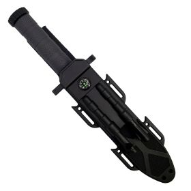 12.5" Fixed Blade Survival Knife with Sheath, Fire Starter, & Sharpening Rod (Color: Green)